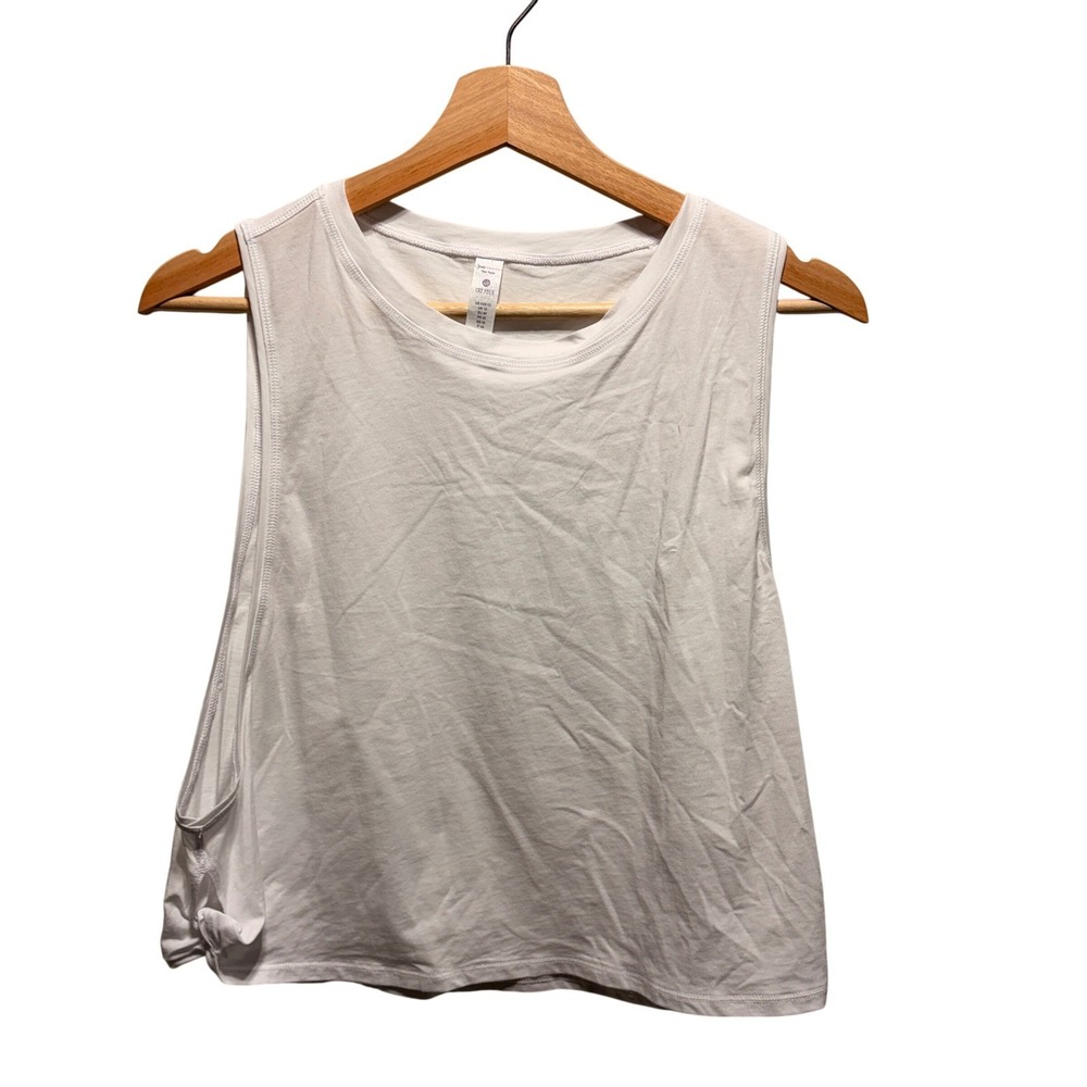 CRZ YOGA Pima Cotton Crop Tie Tank M White Activewear Outdoor Breathable Yoga